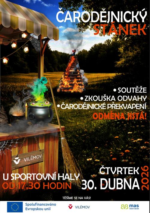 Návrh_plakátu_akce_Čarodějnický stánek_Vilémov_30 04 2026